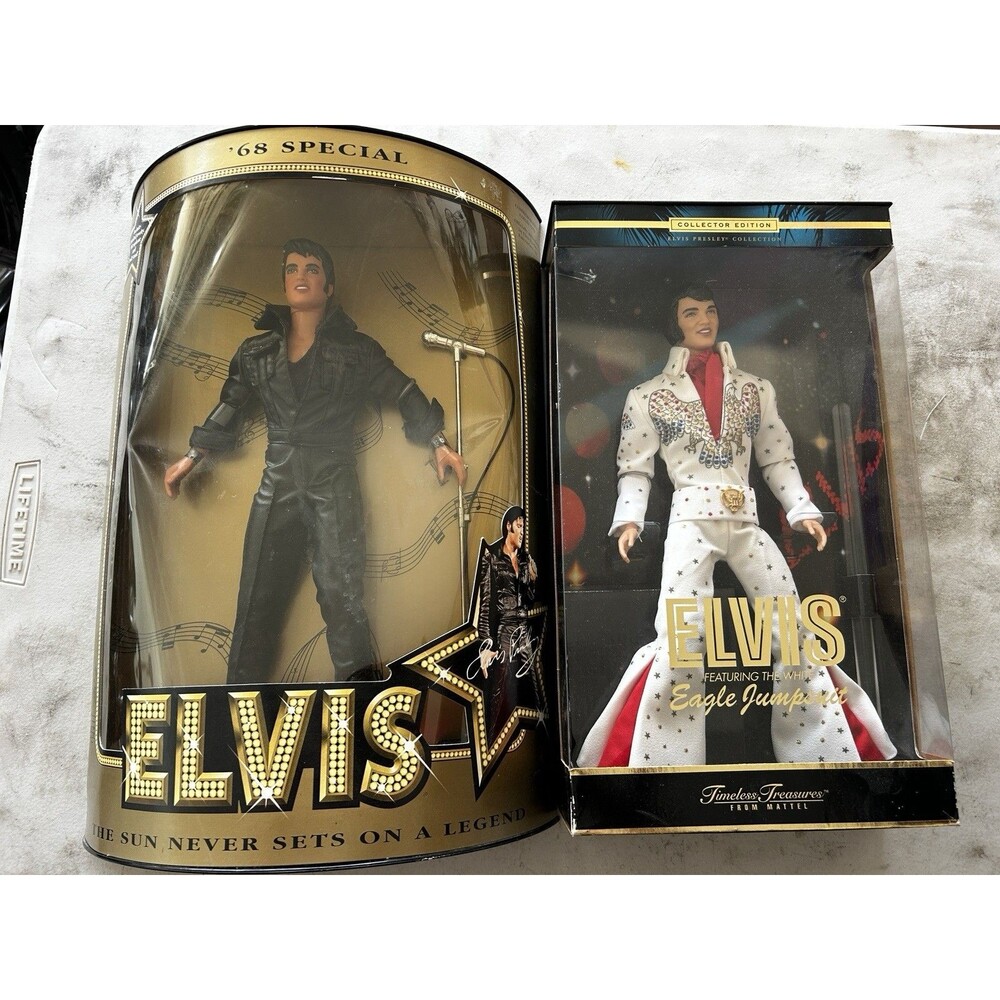 Lot of 2 Vintage Elvis Presley Dolls NIB '68 Special & Mattel Eagle Jumpsuit